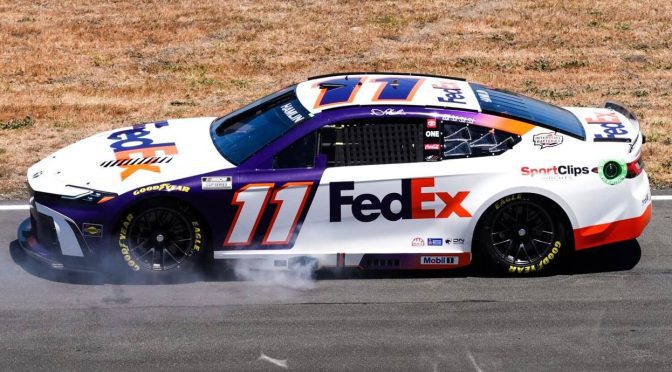 Featured Image for Denny Hamlin out early with engine trouble, falls from points lead at Sonoma