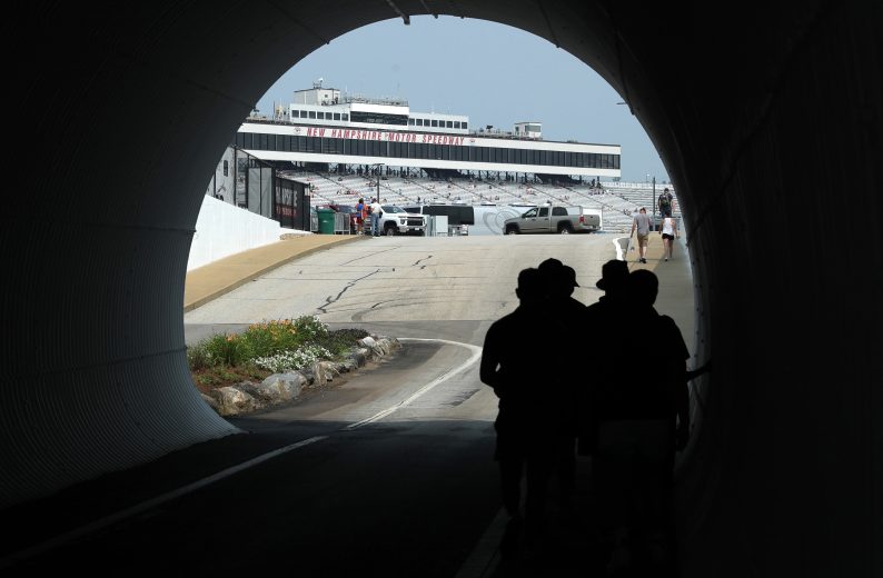 Fans walk through tunnel in New Hampshire.