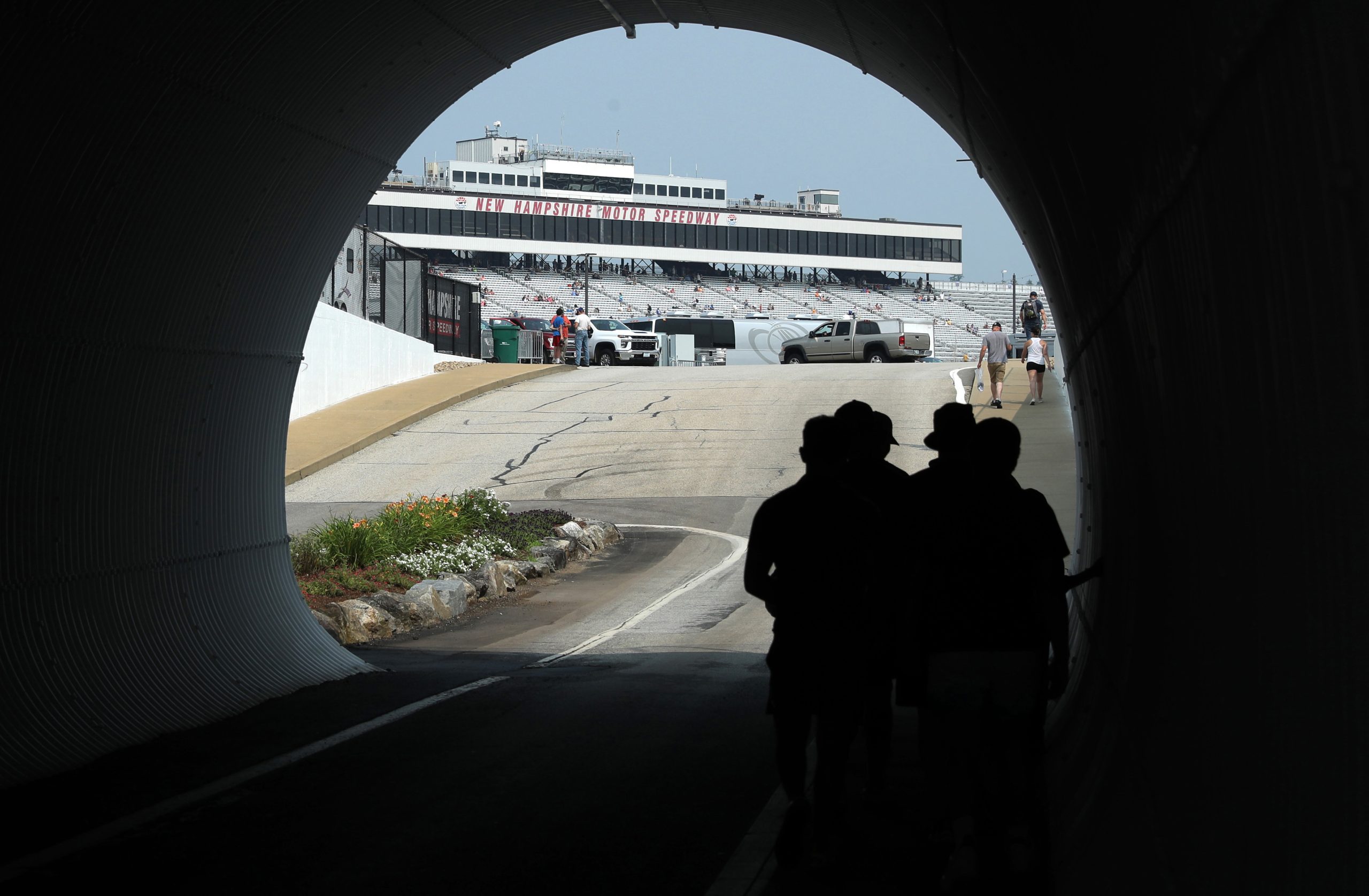 Fans walk through tunnel in New Hampshire.
