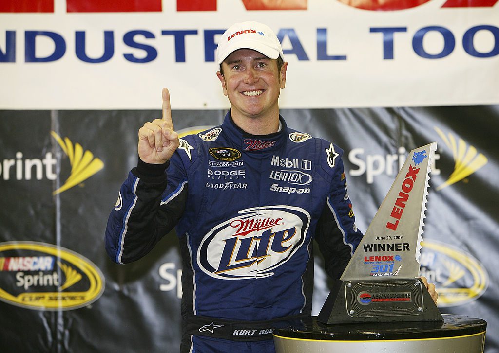 Kurt Busch celebrates in Victory Lane at New Hampshire.