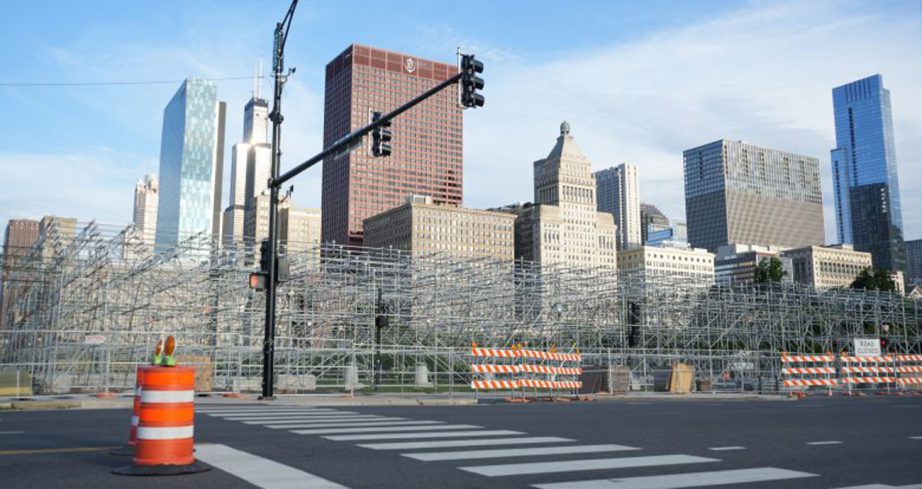 Scenes from the Chicago Street Course build.