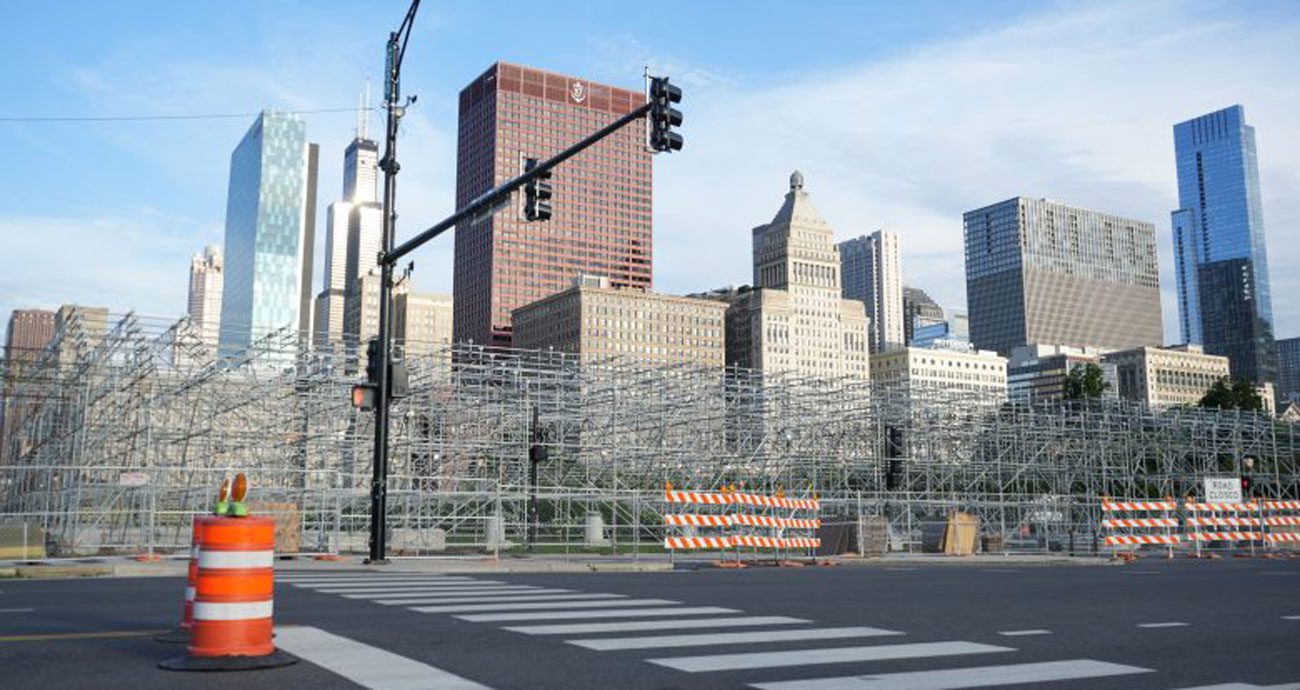 Scenes from the Chicago Street Course build.