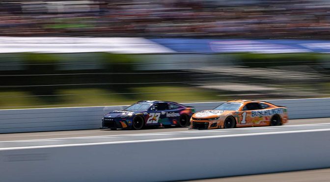 Featured image for Ross Chastain exits early after Stage 2 crash at Pocono, dips in playoff standings