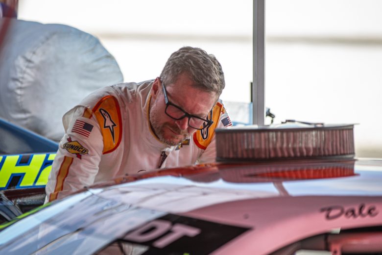 Dale Earnhardt Jr. racing in the 2024 Hampton Heat at Langley Speedway ...