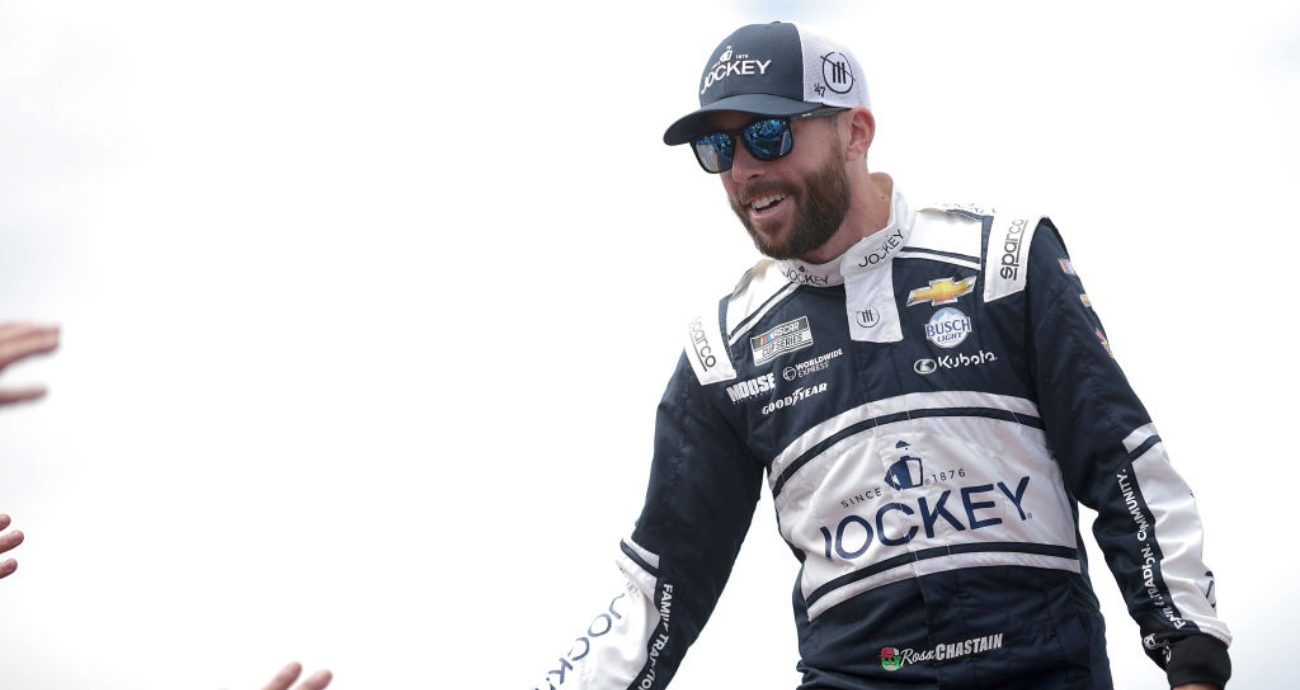 Ross Chastain greets fans at Talladega.