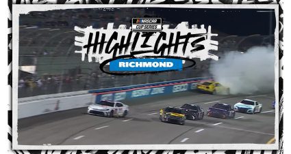 Austin Dillon takes the checkered flag after bumps for the lead