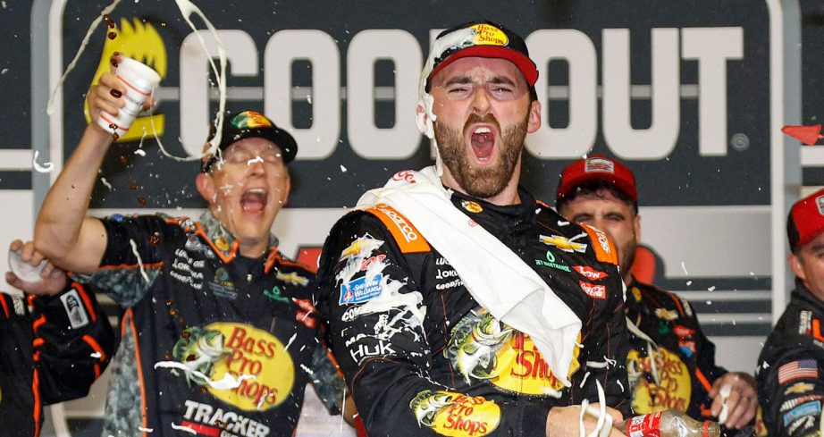 Austin Dillon celebrates in Victory Lane