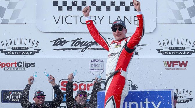 Christopher Bell survives NASCAR Overtime to win Xfinity Series race at Darlington