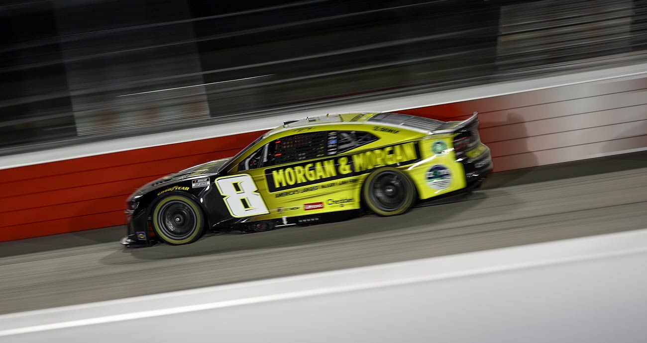 Kyle Busch races in his No. 8 Richard Childress Racing Chevrolet at Darlington Raceway.