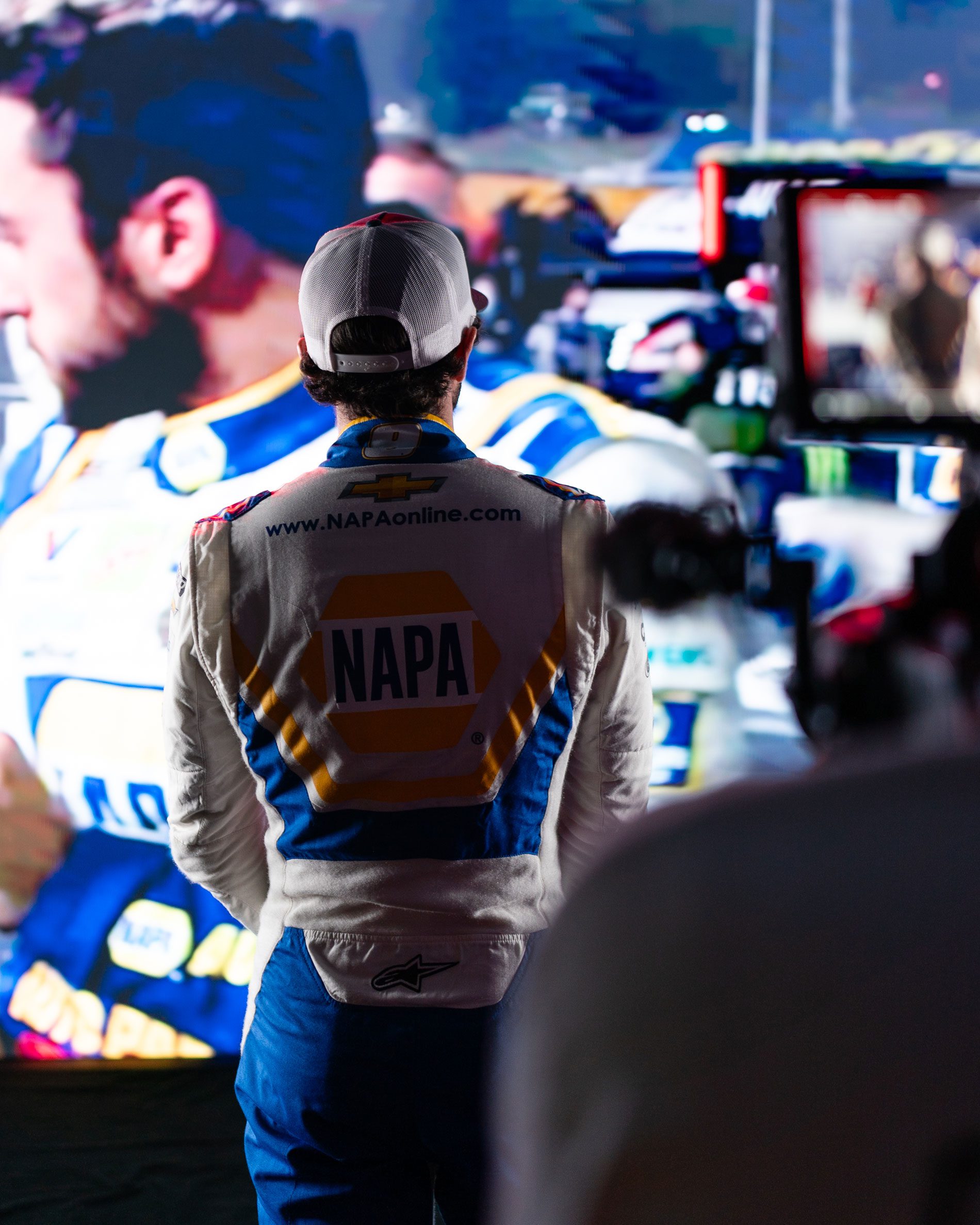 Chase Elliott poses for a picture at Playoffs Media Day