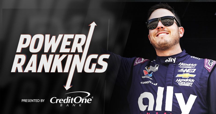 Alex Bowman poses for a photo with a Power Rankings graphic inlined.