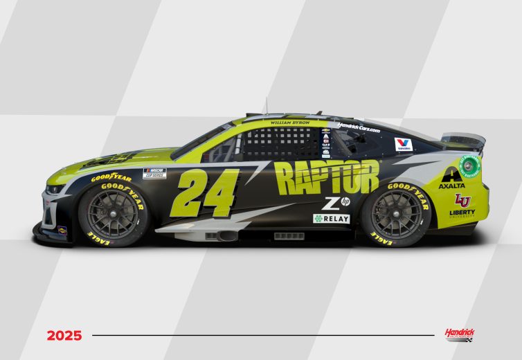 A general rendition of William Byron's 2025 Raptor paint scheme.