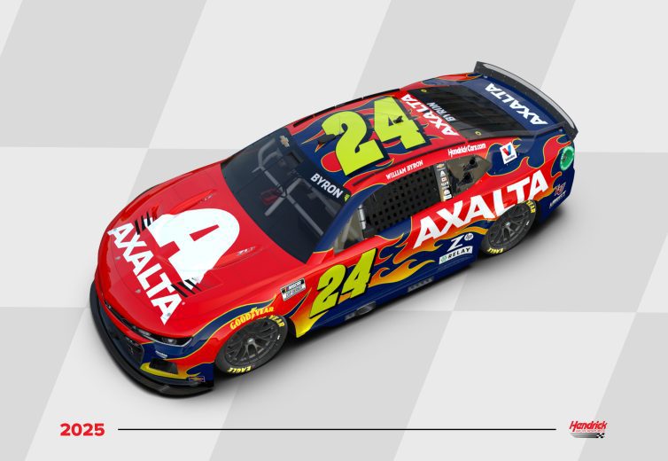 A general rendition of William Byron's 2025 Axalta paint scheme.