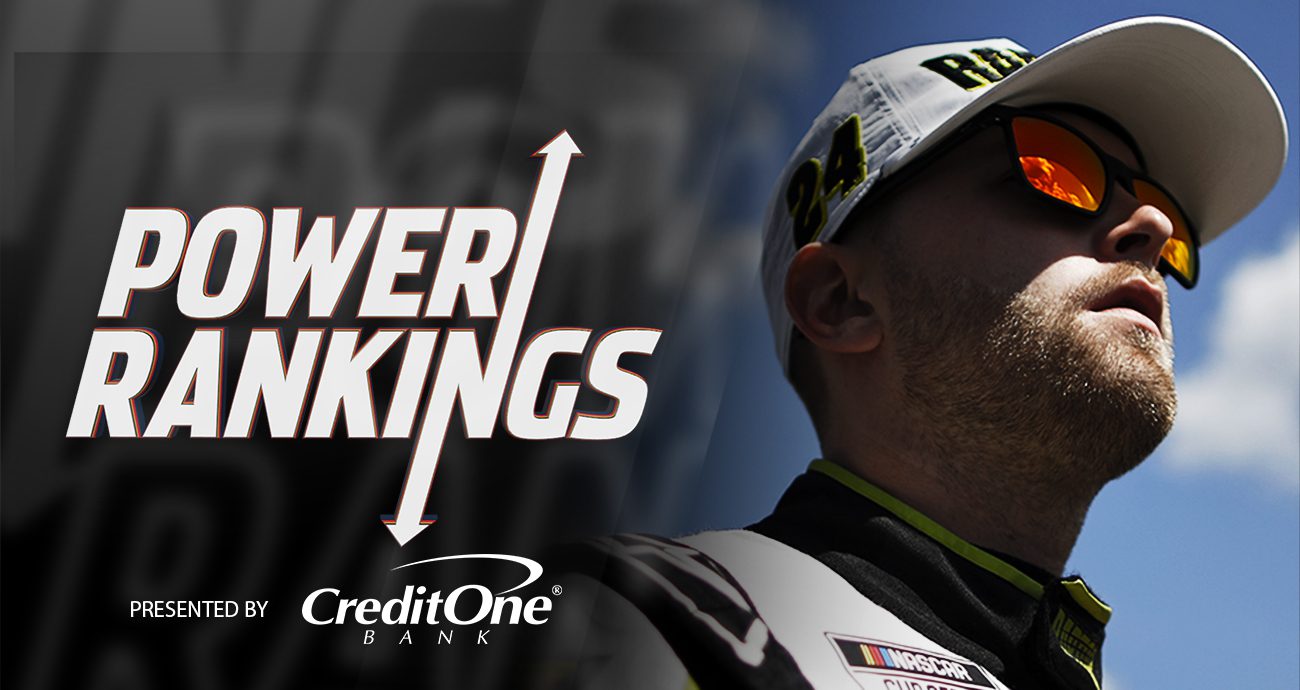 William Byron looks on flanked by NASCAR.com Power Rankings graphic.