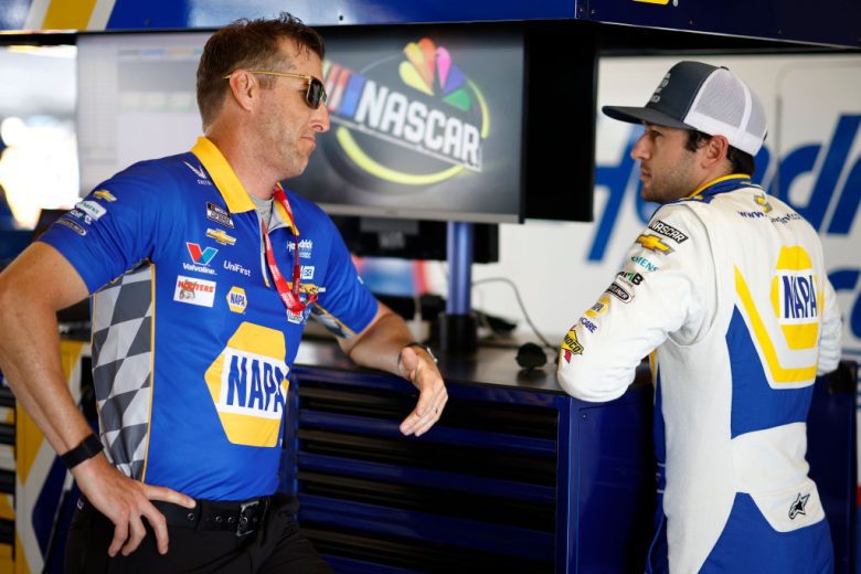 Alan Gustafson (L) stands next to Chase Elliott R)
