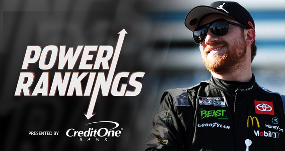 Tyler Reddick smiles with a Power Rankings graphic overlayed.