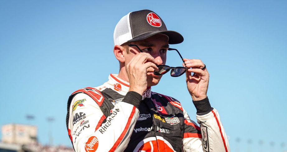 Christopher Bell puts on sunglasses after a NASCAR Cup Series race at Las Vegas.