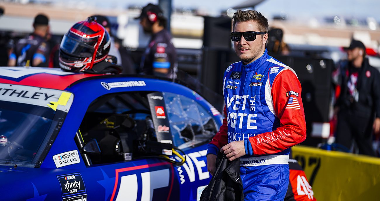 garrett smithley looks on at las vegas