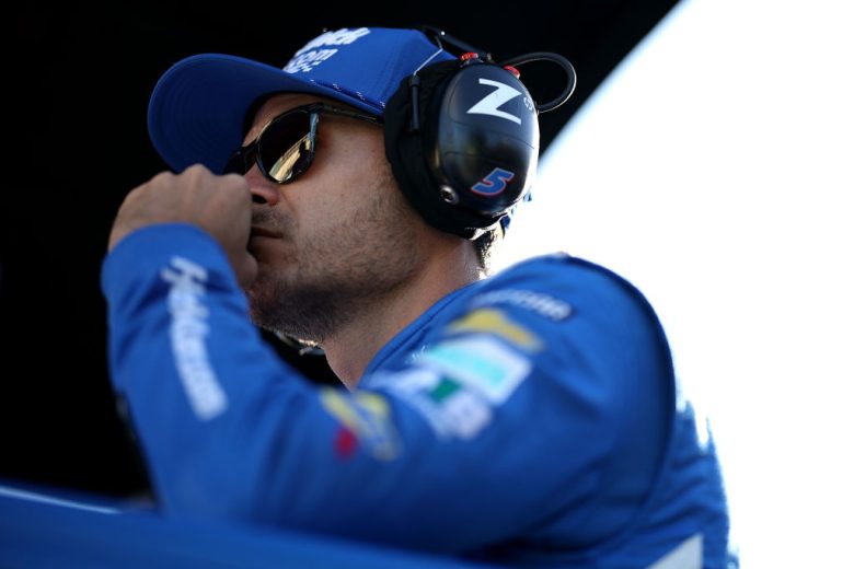 Kyle Larson looks on during practice at Homestead-Miami Speedway.