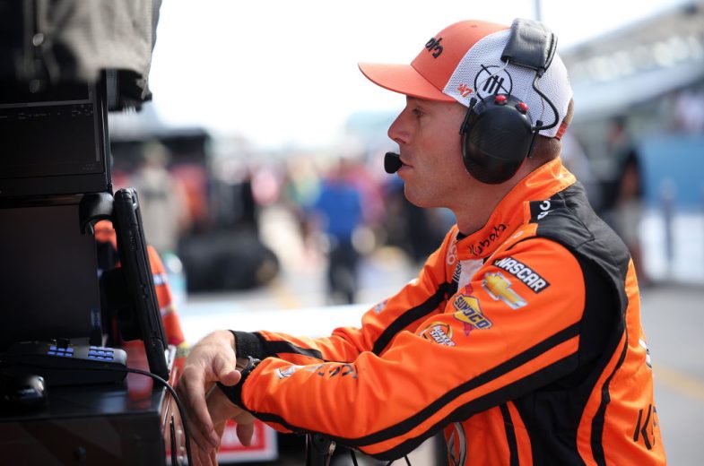 Ross Chastain looks on during practice at Homestead-Miami Speedway.