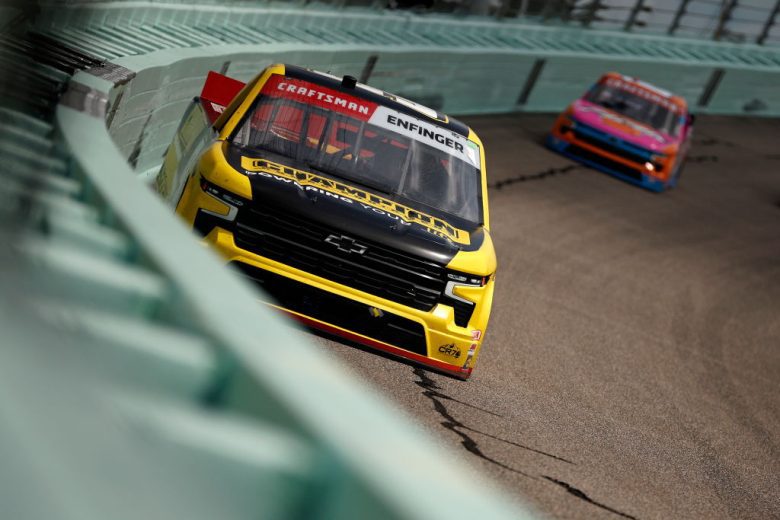 Grant Enfinger races at Homestead-Miami Speedway.