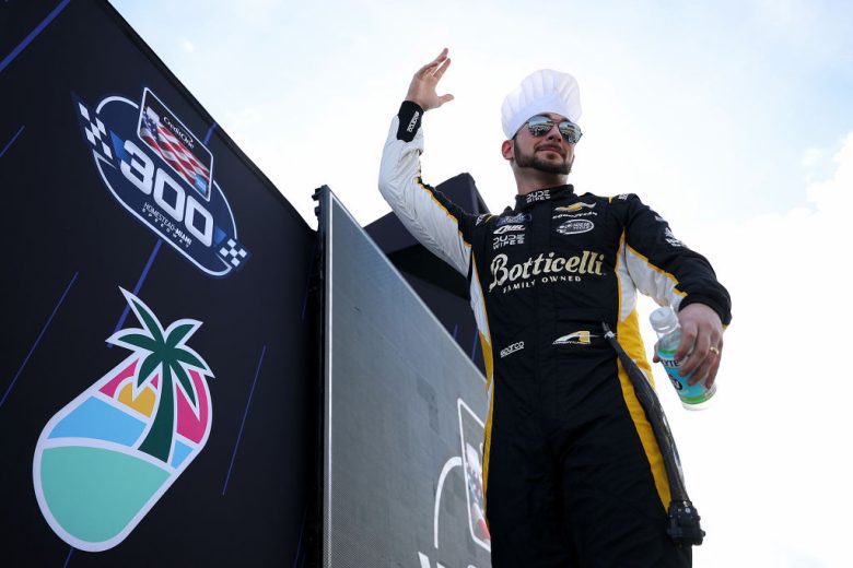 Anthony Alfredo waves to fans at Homestead-Miami.