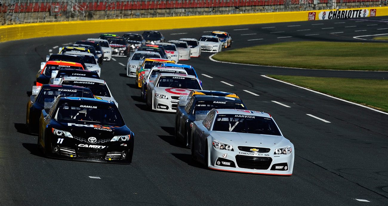 Kevin Harvick leads a NASCAR test in the No. 4 car at Charlotte in 2013.