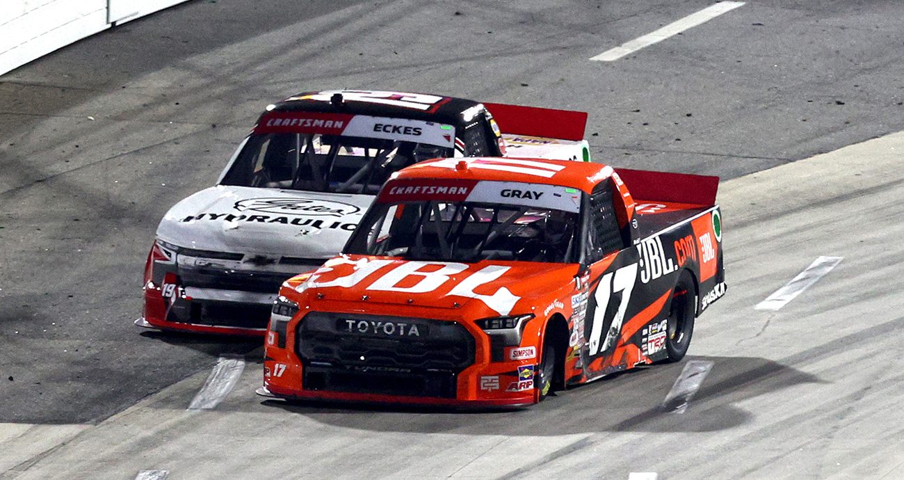 taylor gray pushes Christian Eckes post-race