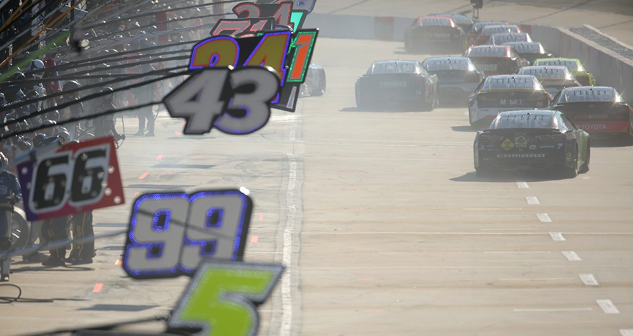 General view of pit road at Martinsville.