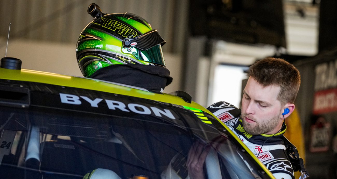 william byron climbs into his car