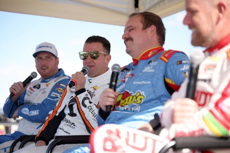 Austin Hill, AJ Allmendinger, Cole Custer and Justin Allgaier look on at Phoenix.