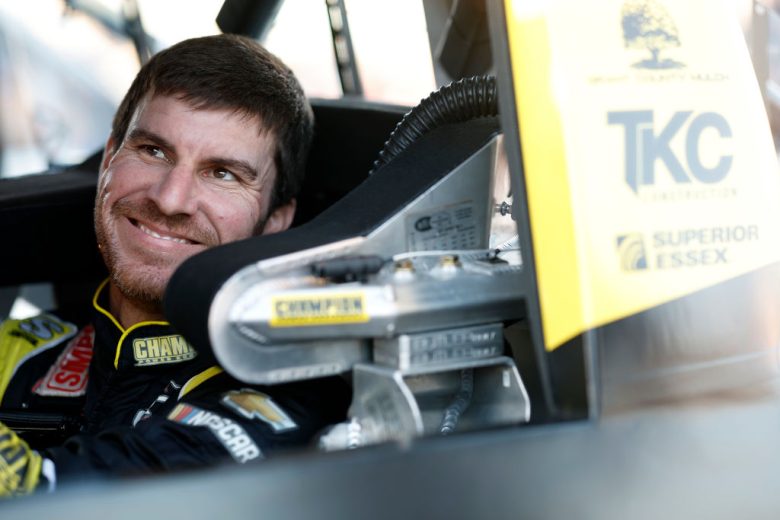 Grant Enfinger sits in his truck at Phoenix.