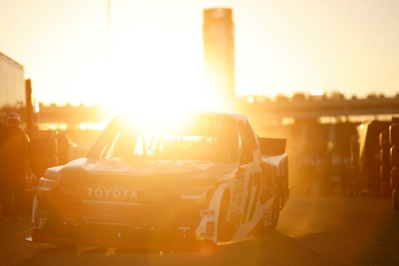 Taylor Gray drives through the garage area at Phoenix.