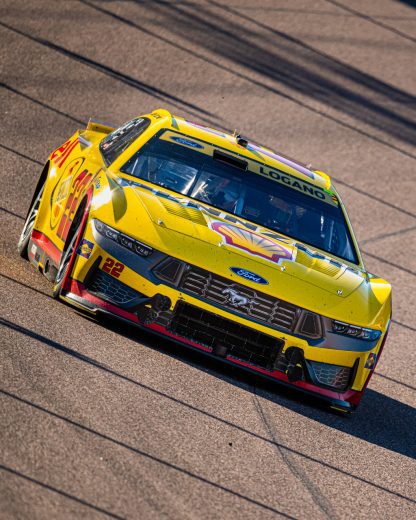 Joey Logano races in his No. 22 Ford.