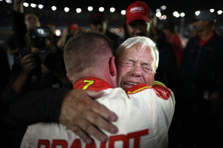 allgaier hugs his dad