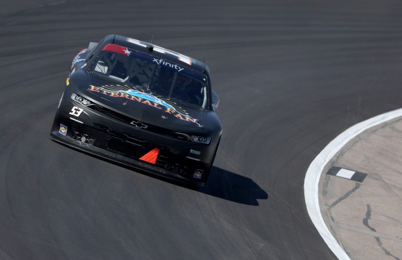 Glen Reen drives at Iowa Speedway.