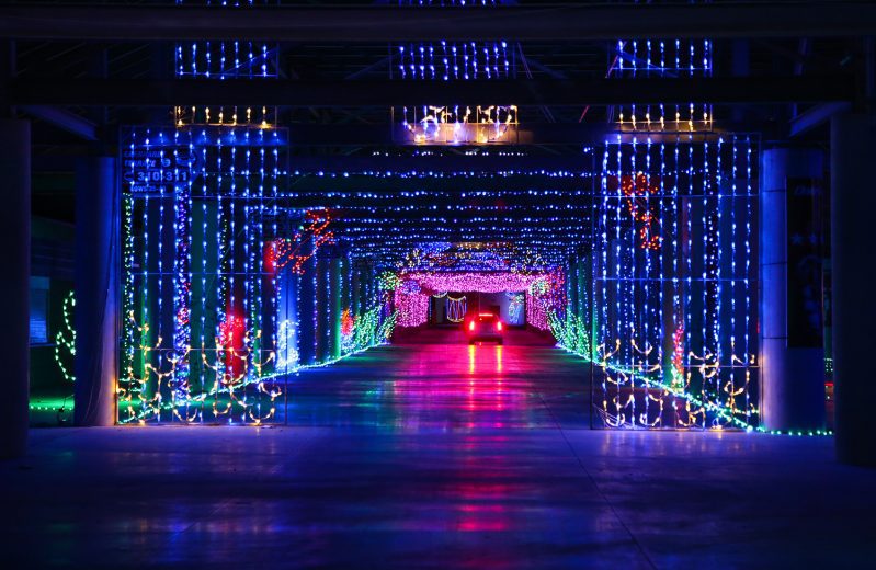 View of holiday lights on display at Las Vegas Motor Speedway.