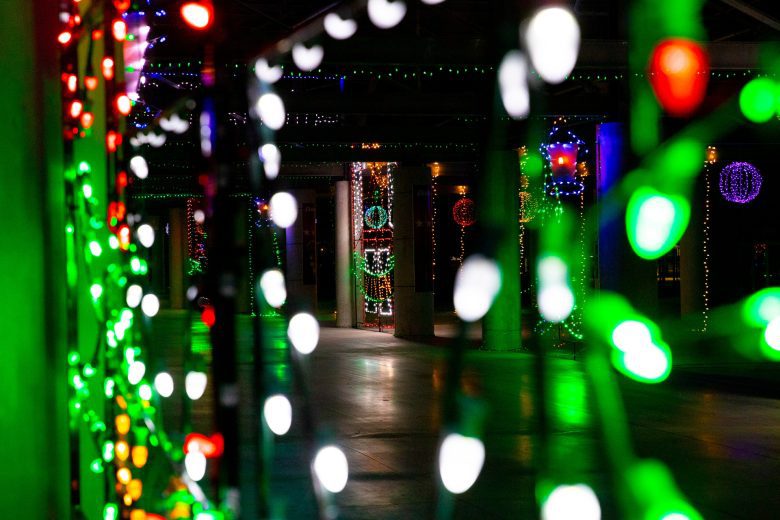 View of holiday lights on display at Las Vegas Motor Speedway.