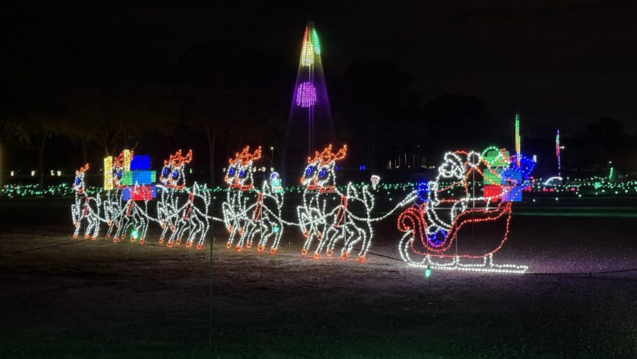 View of holiday lights on display at Atlanta Motor Speedway.