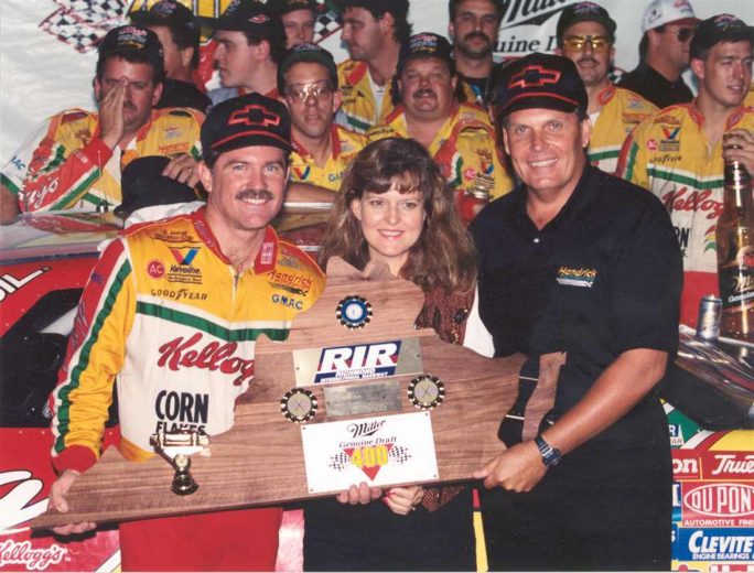 Terry Labonte celebrates in Victory Lane at Richmond.