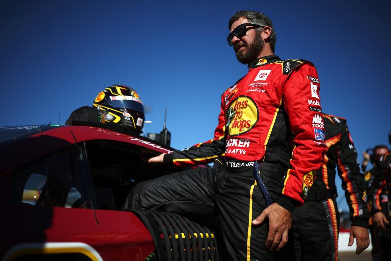 Martin Truex. Jr. enters his No. 19 Toyota.