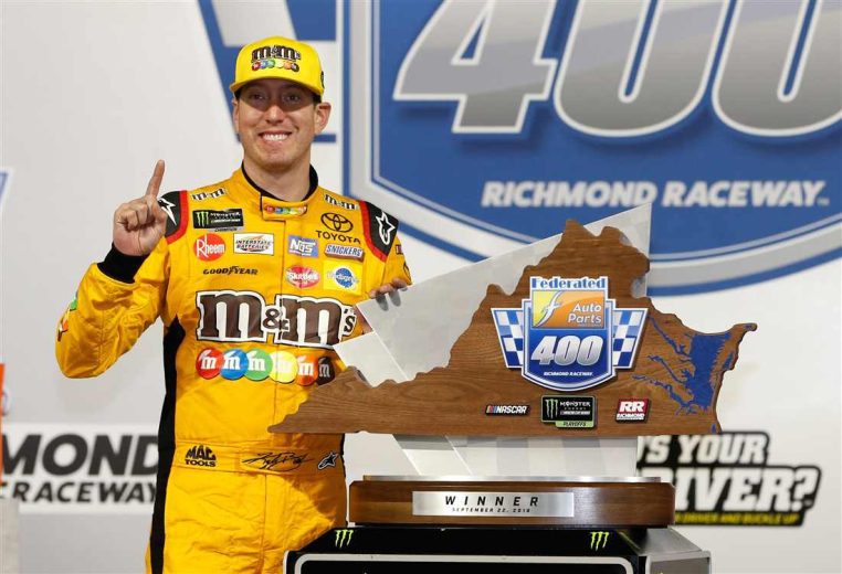 Kyle Busch celebrates in Victory Lane at Richmond.