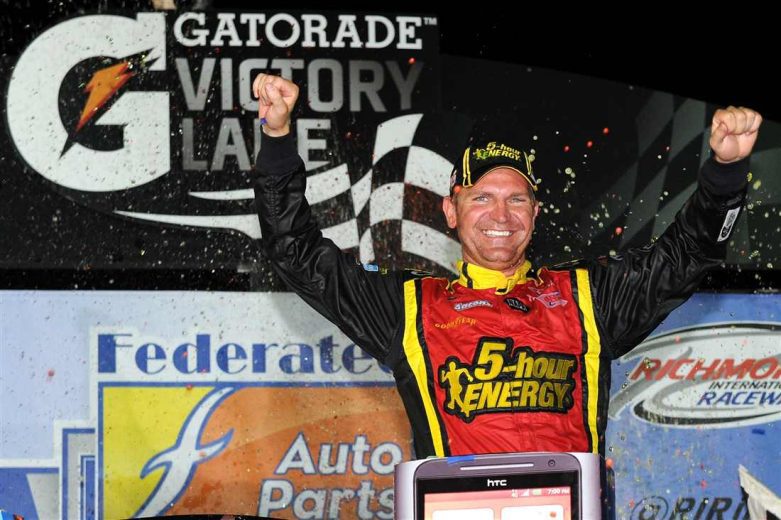 Clint Bowyer celebrates in Victory Lane at Richmond.