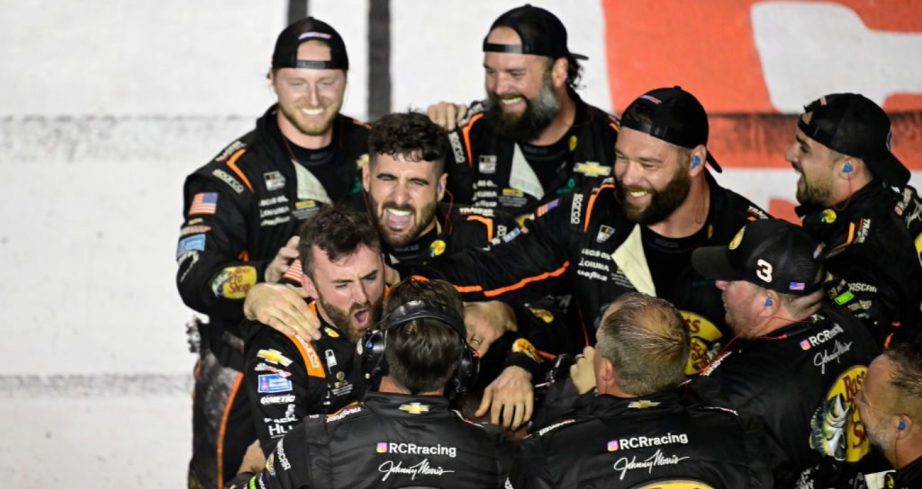 Austin Dillon celebrates after winning at Richmond.