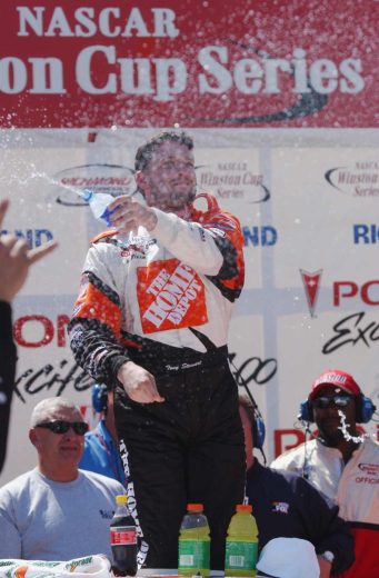 Tony Stewart celebrates in Victory Lane at Richmond.