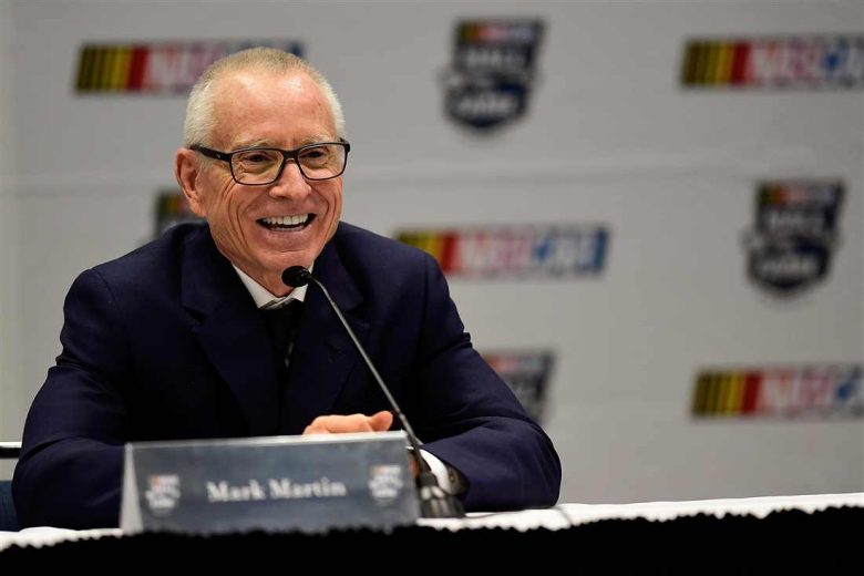 Mark Martin looks on.