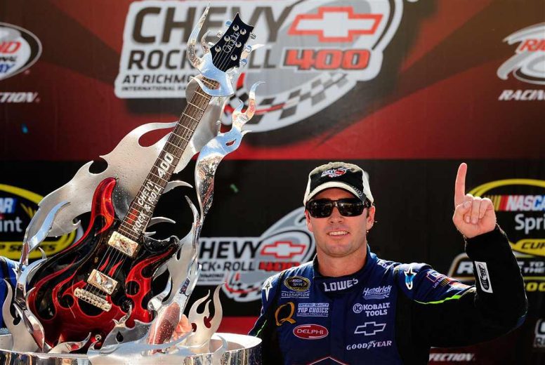 Jimmie Johnson celebrates in Victory Lane at Richmond.