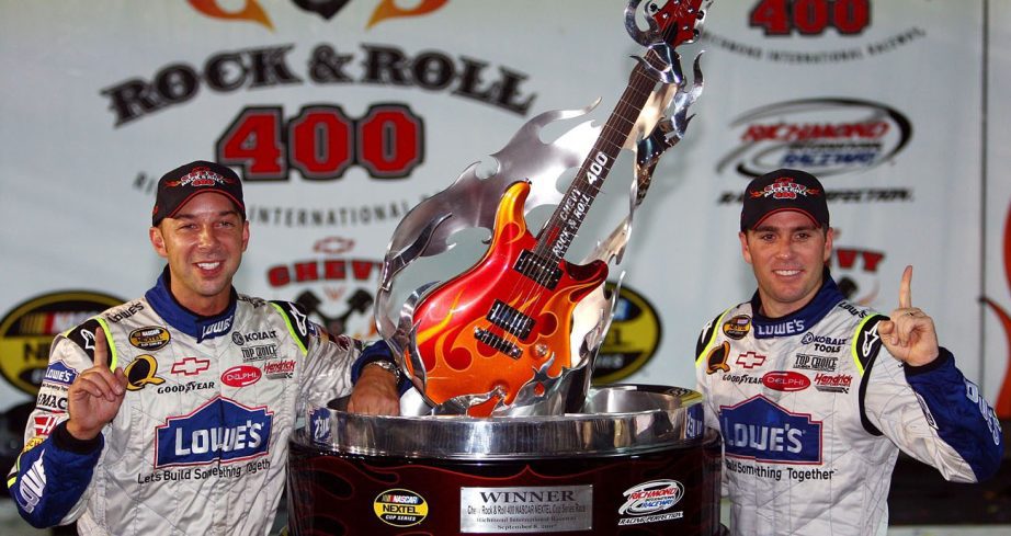 Jimmie Johnson celebrates in Victory Lane at Richmond.