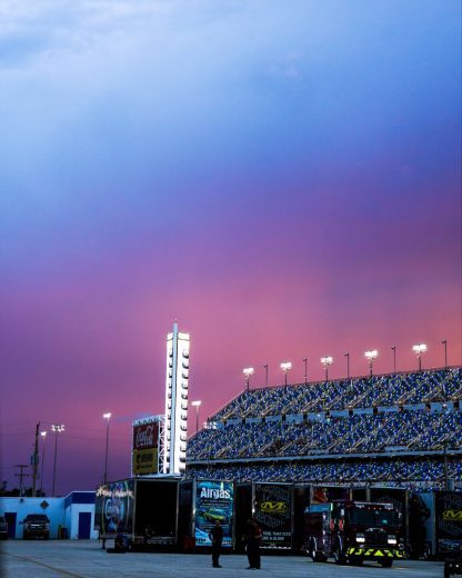 A general view of the skyline from the infield at Daytona International Speedway.