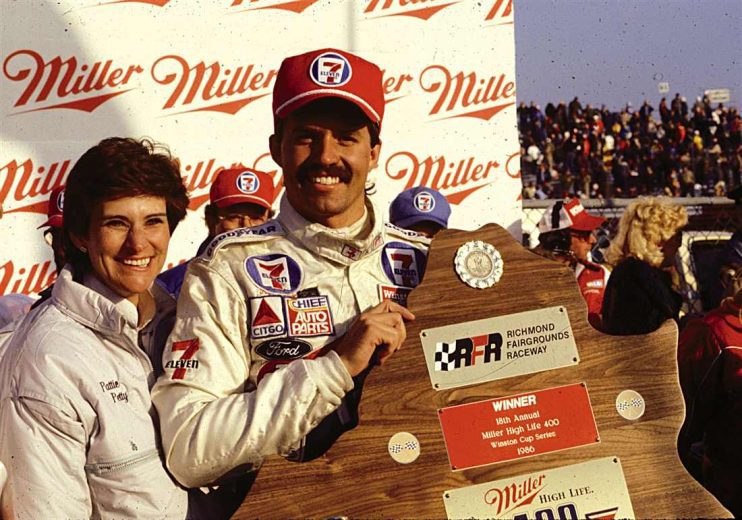 Kyle Petty celebrates in Victory Lane at Richmond.